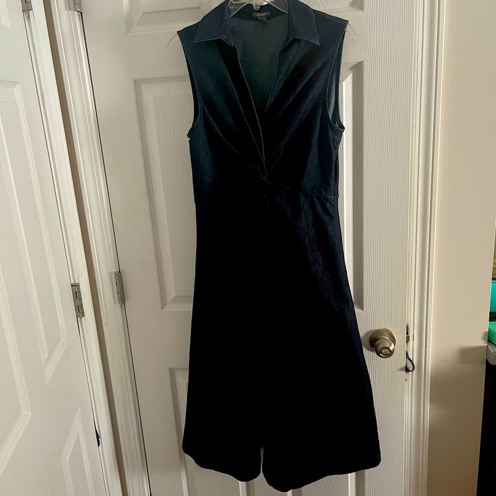 Kenneth Cole Reaction Twist Front Collared Midi Denim Dress